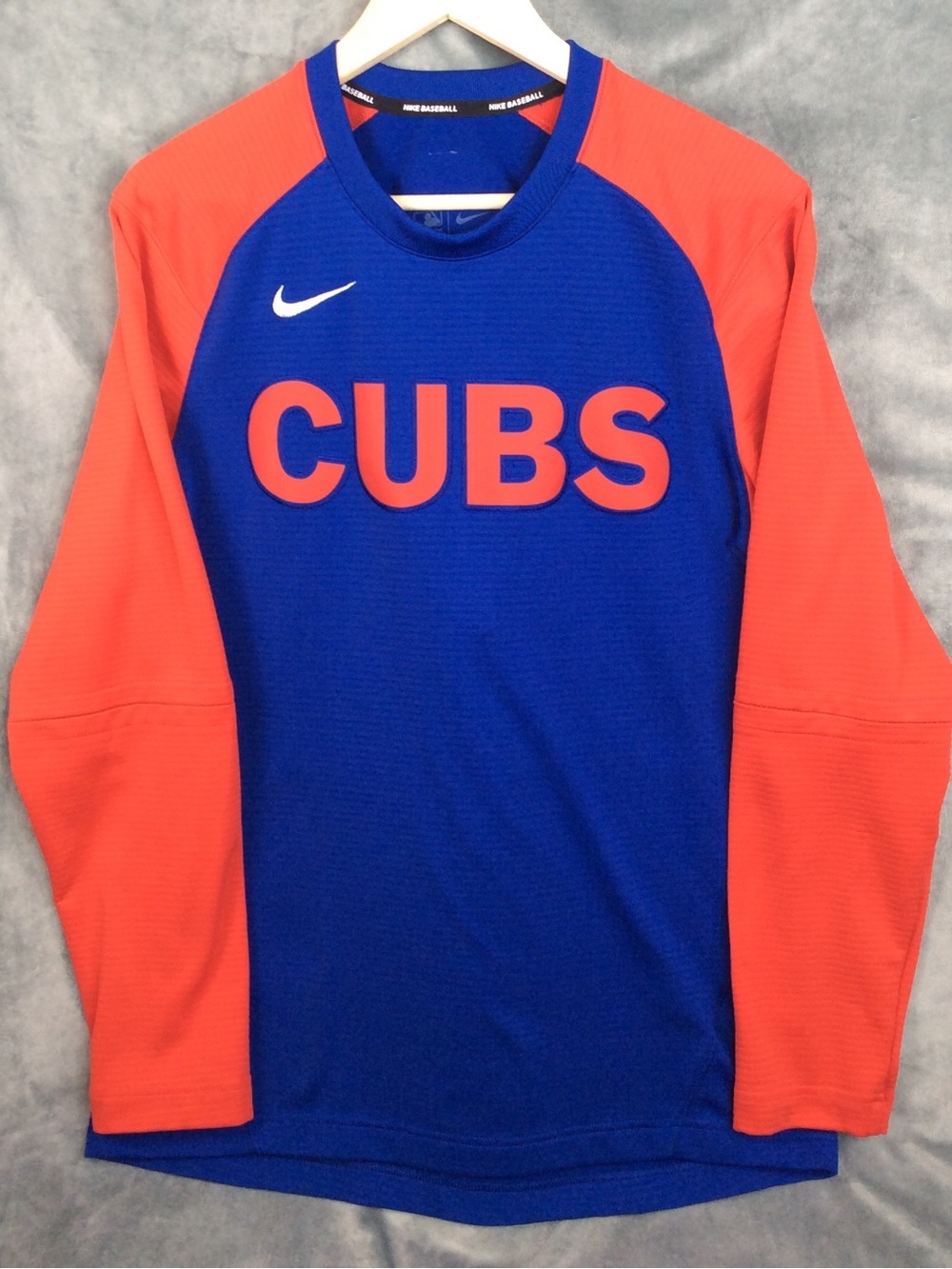 Nike Chicago Cubs On Field Long Sleeve Pullover Sweatshirt - Blue/Orange